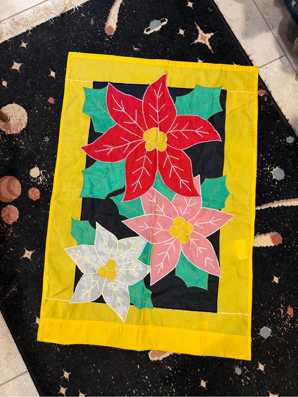 Holiday Poinsettia Garden Flag - Yellow, Red, Pink, White